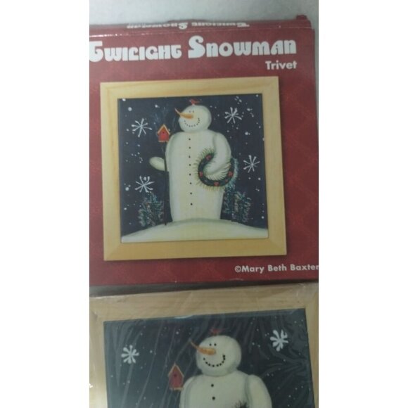 Twilight Snowman Framed Trivet by Mary Beth Baxter Size 7.5 in New - Picture 4 of 10